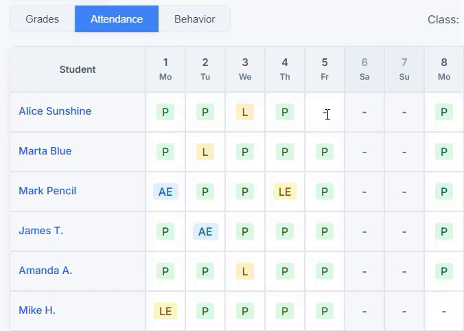 Lekktura Attendance tracker demo