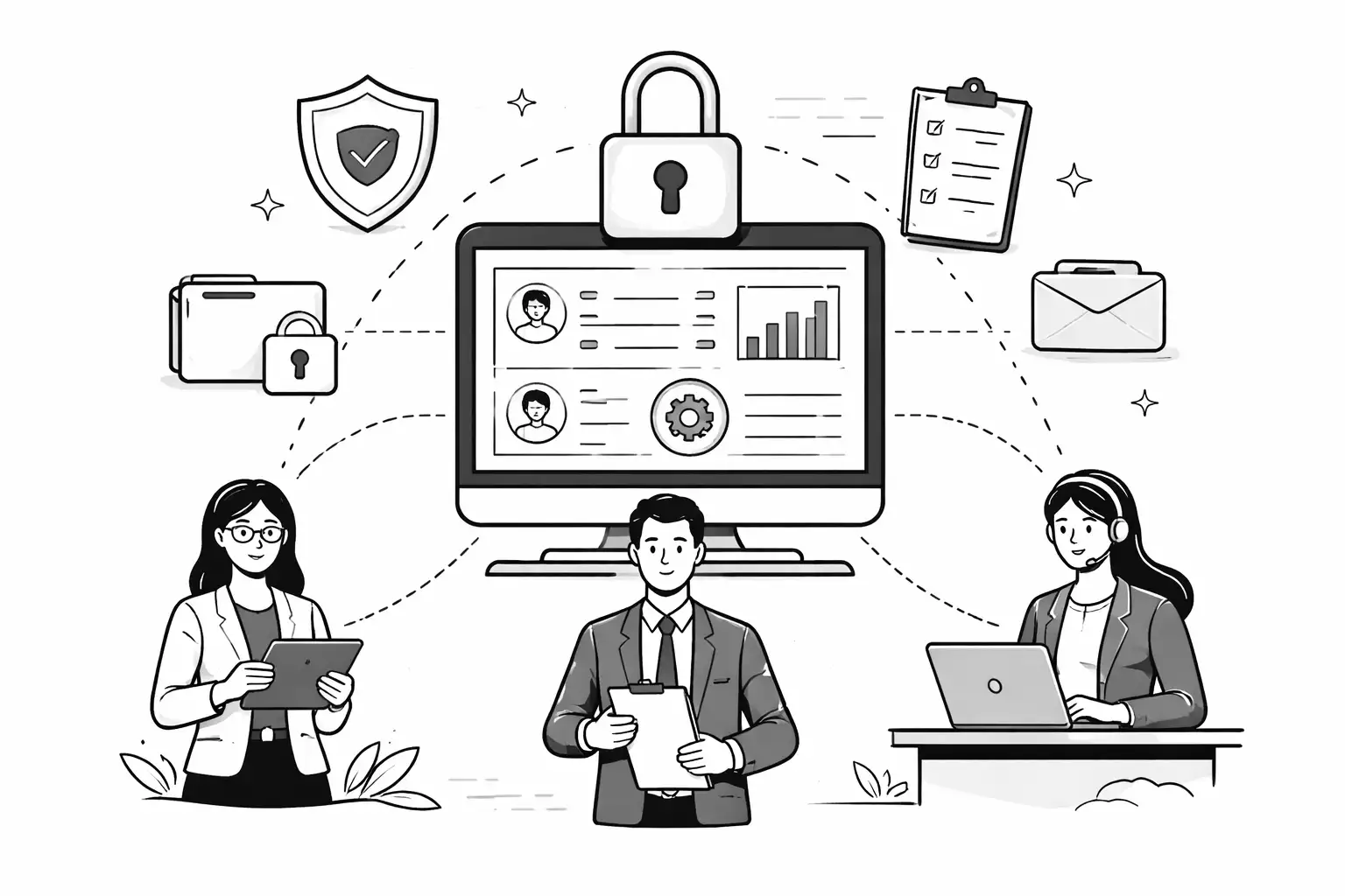 illustration of school software security RBAC, showing role-based access control in school management software