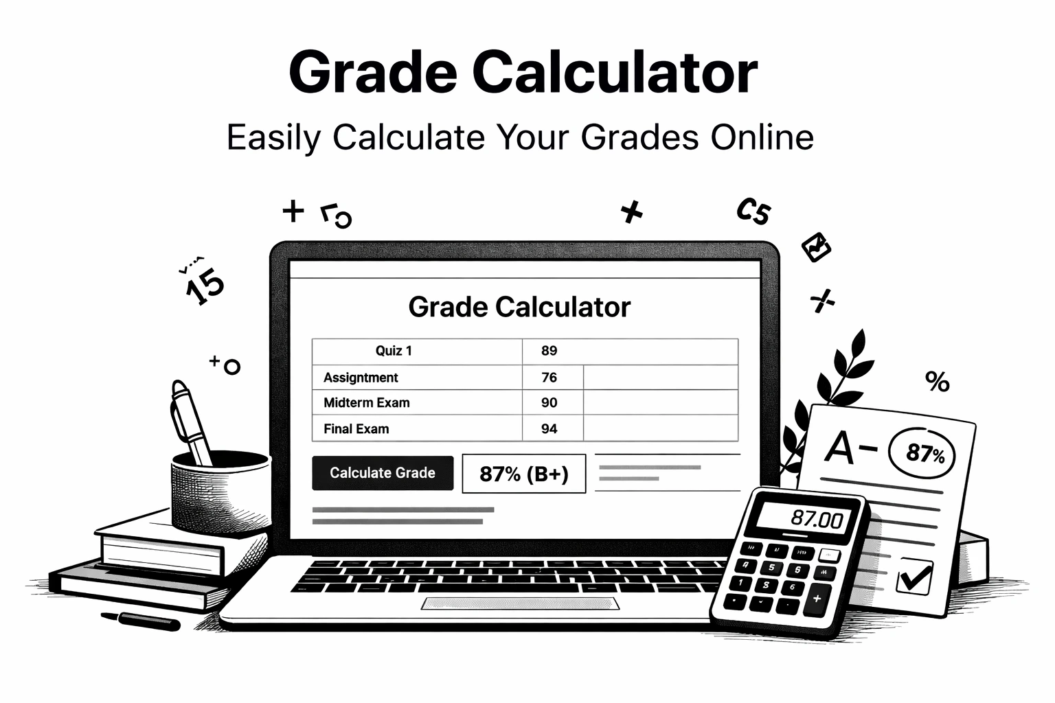 Teacher helping students calculate grades in a bright classroom