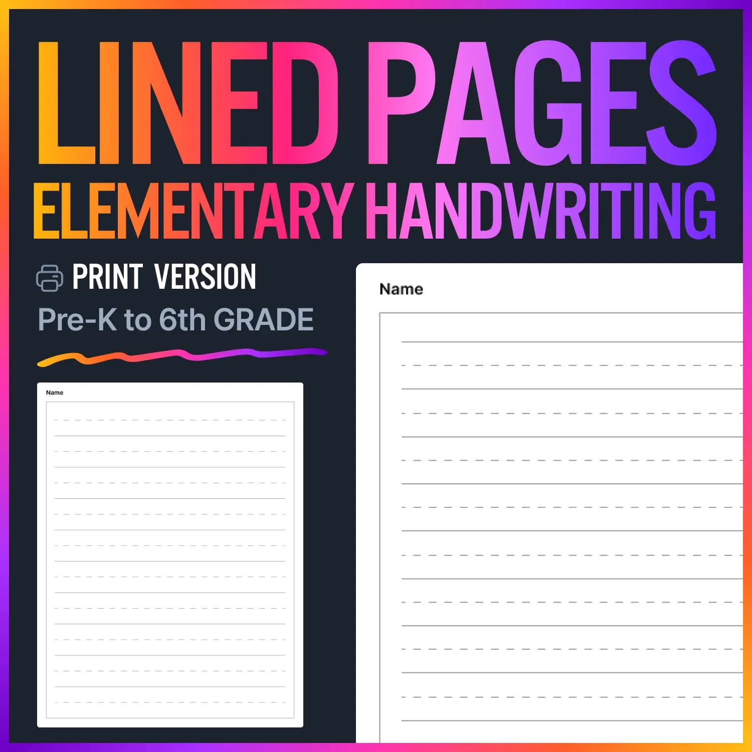 Lined Writing Paper for Elementary Handwriting – Printable Templates for Pre-K to 5th Grade